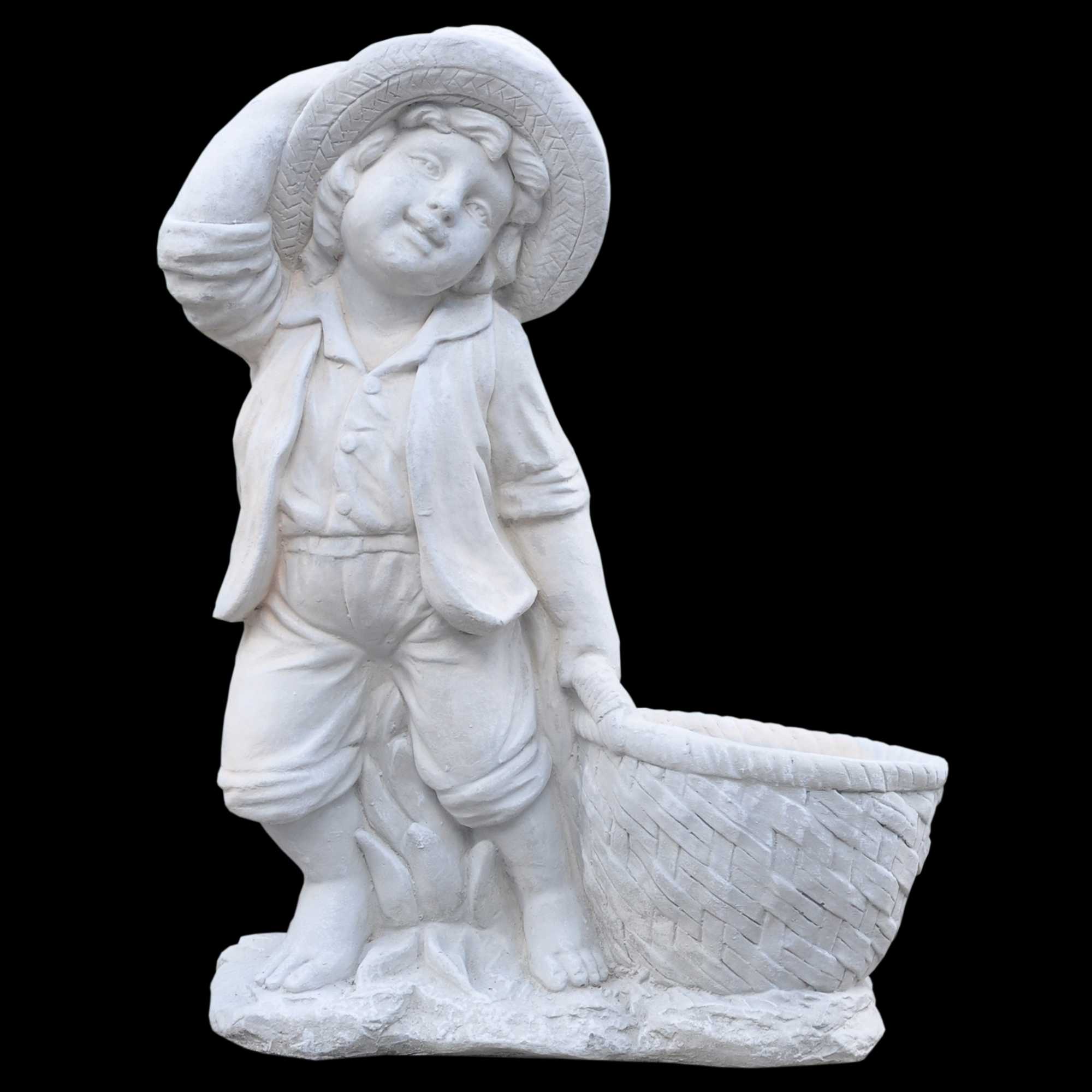 10296_galerie Steinguss Figur Junge zieht Korb