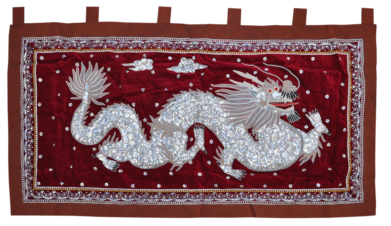 16327_1a Wandbehang Drache Rot Weiss 140x95 cm