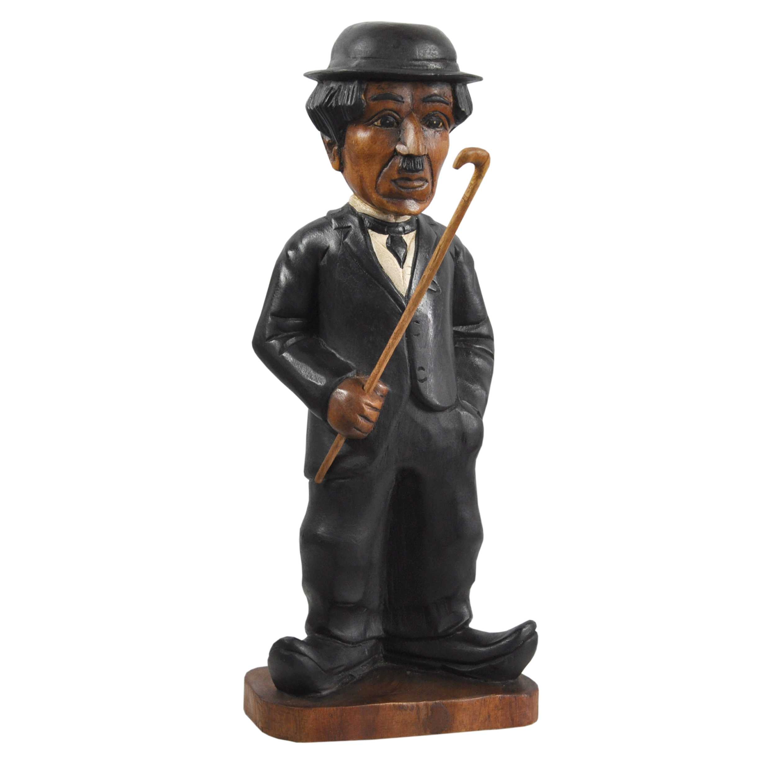 13490_galerie Holzfigur Statue Charlie Chaplin Indianer Cowboy Golfspieler Handarbeit Unikat