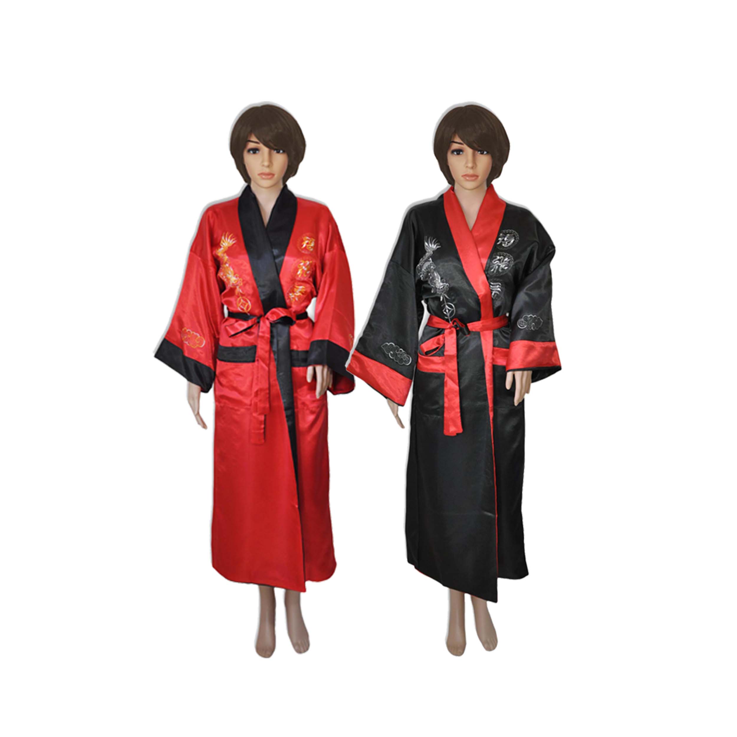 Kimono wendbar für Damen und Herren rot/schwarz