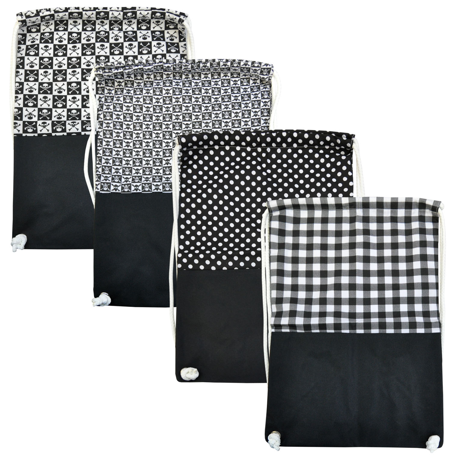 Turnbeutel schwarz/weiß Übersicht